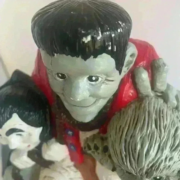RARE MONSTERS CHALK STATUE FRANKENSTEIN DRACULA WOLFMAN MUMMY & BLACK CAT WORKS! - Picture 3 of 15
